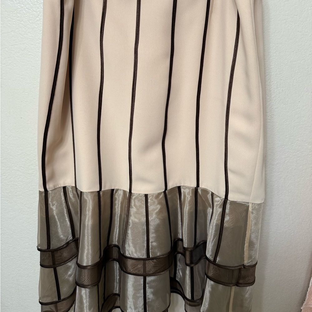 Elegant Cream and Black Striped Skirt